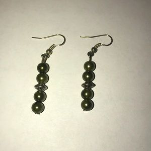 Gray green and silver earrings